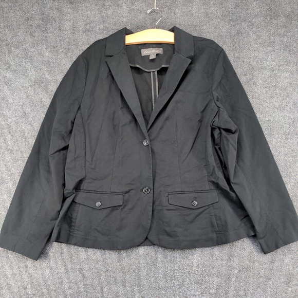 Eddie Bauer Women's Blazer Jacket Black 20 2 Button Long Sleeve Lined Career - Picture 2 of 14